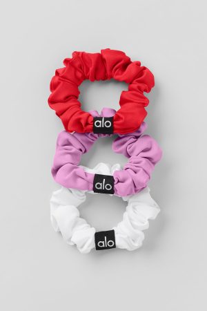 Fresh Mini Scrunchie 3-Pack - Bright Red/Candy Heart Pink/White