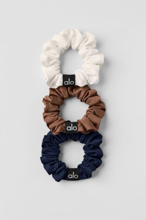 Fresh Mini Scrunchie 3-Pack - Sun Kissed Brown/Ivory/Navy