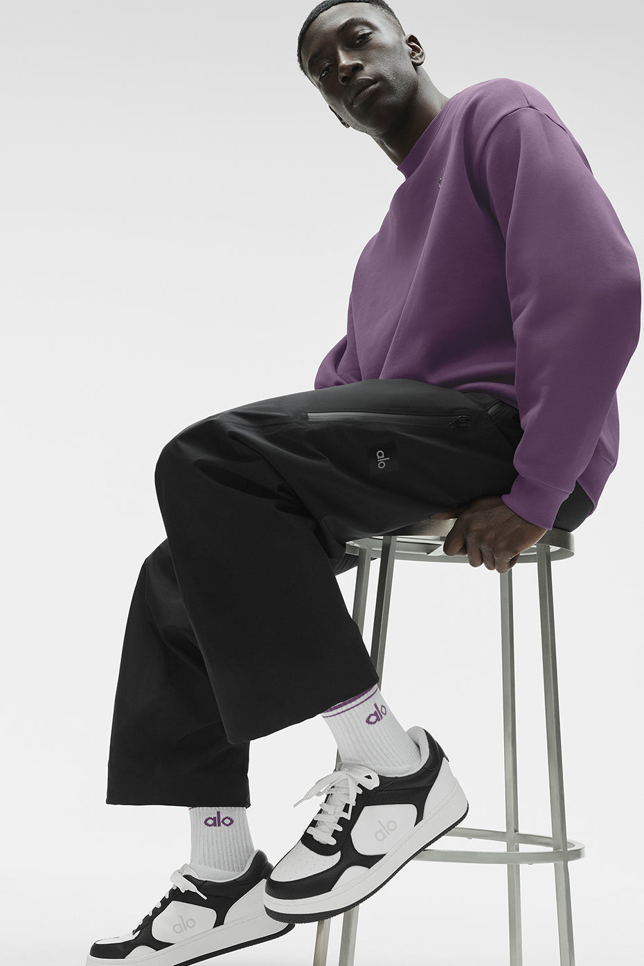 Unisex Half-Crew Throwback Sock - White/Plum Kiss - Image 3