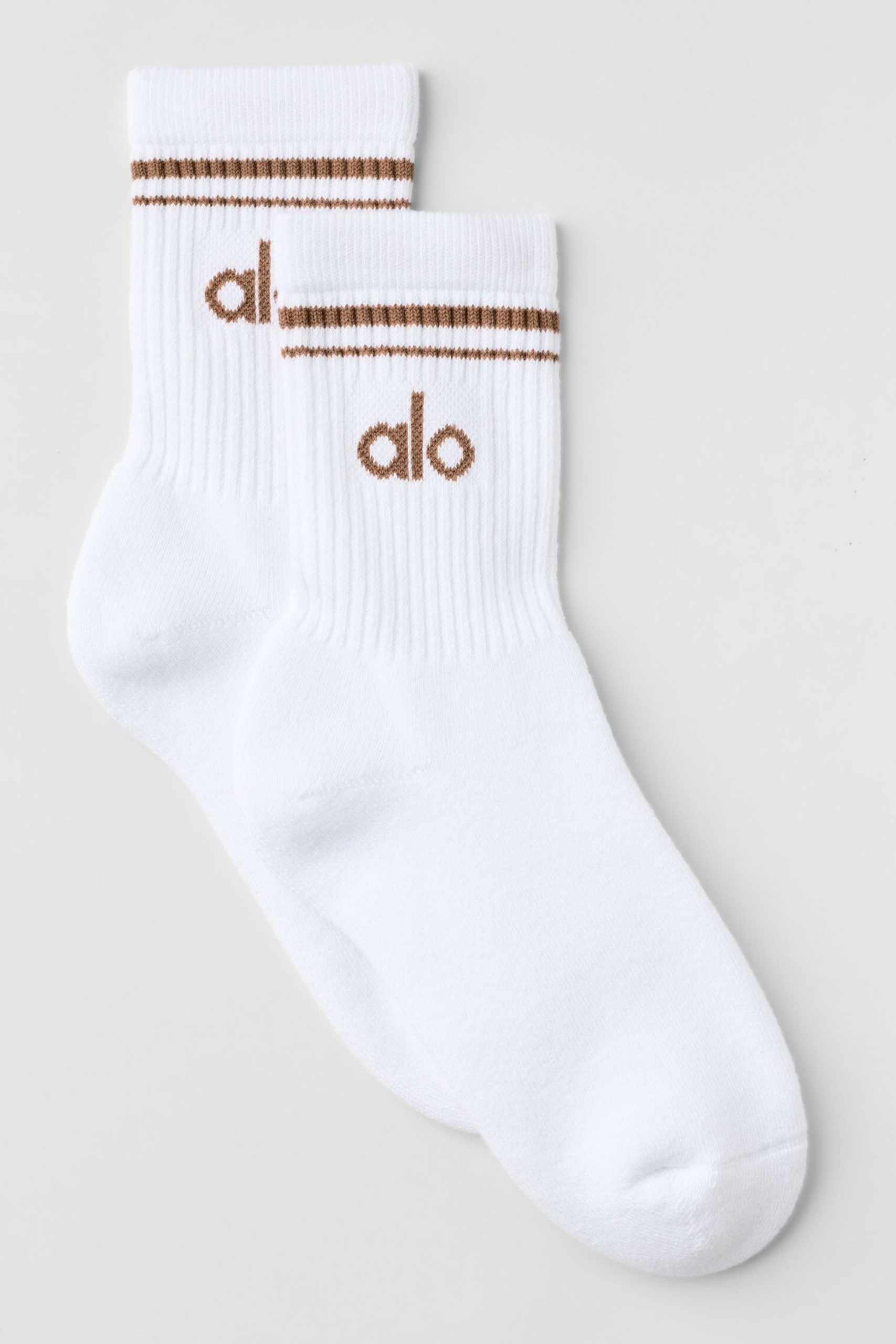 Unisex Half-Crew Throwback Sock - White/Sun Kissed Brown