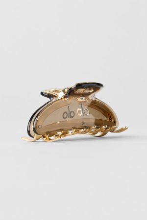 Acrylic Illusion Claw Clip - Gravel/Brushed Gold