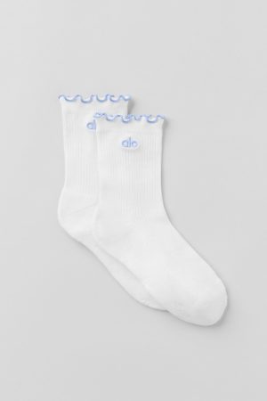Women's Lettuce Edge Sock - White/Light Provence Blue