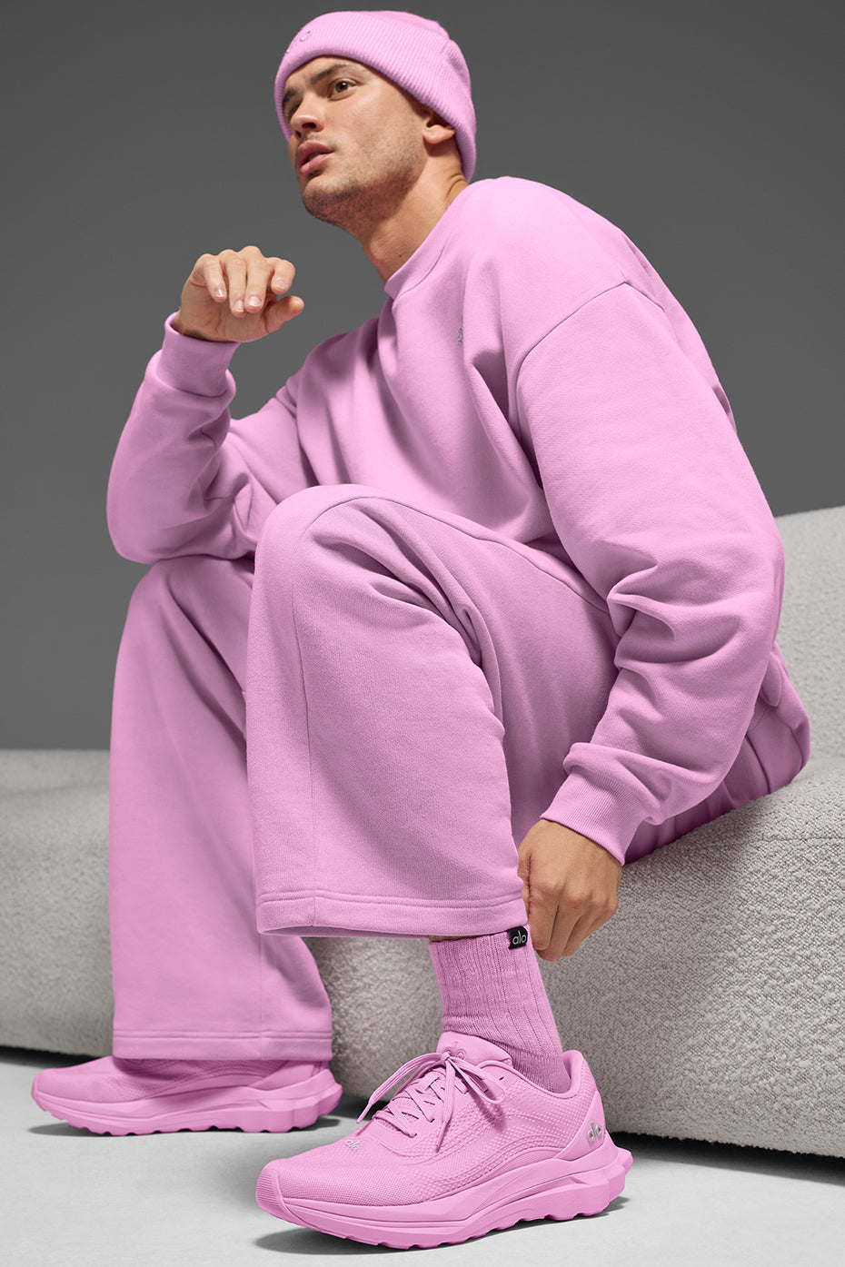 Unisex Half-Crew Scrunch Sock - Candy Heart Pink - Image 3