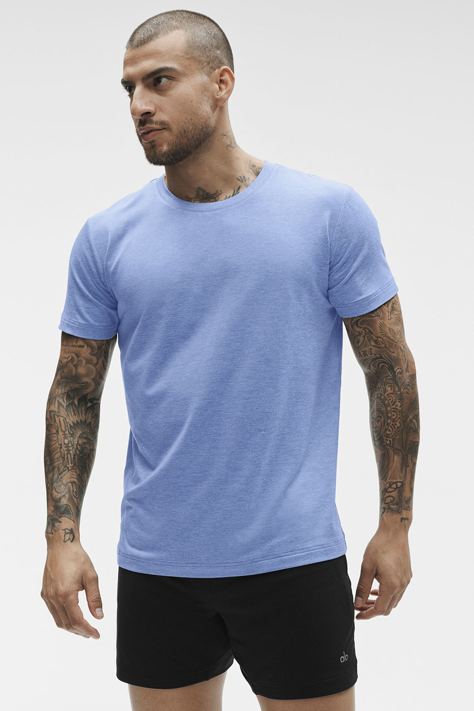 Conquer Reform Crewneck Short Sleeve - Provence Blue Heather - Image 3
