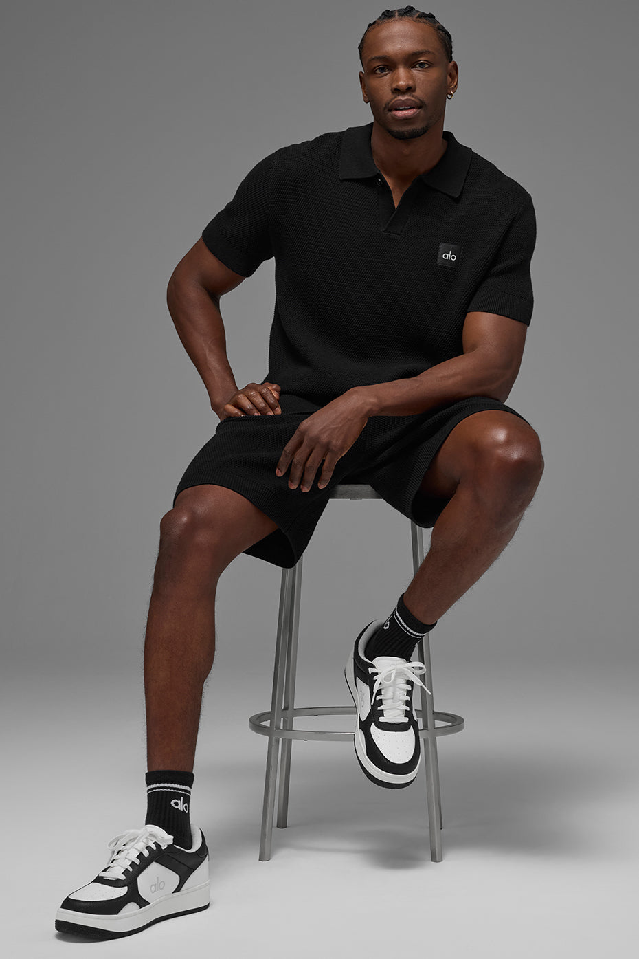 Sports Club Sweater Knit Polo - Black - Image 5
