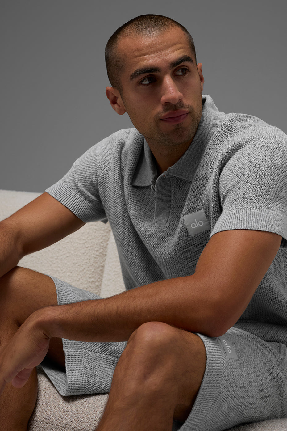 Sports Club Sweater Knit Polo - Athletic Heather Grey - Image 4