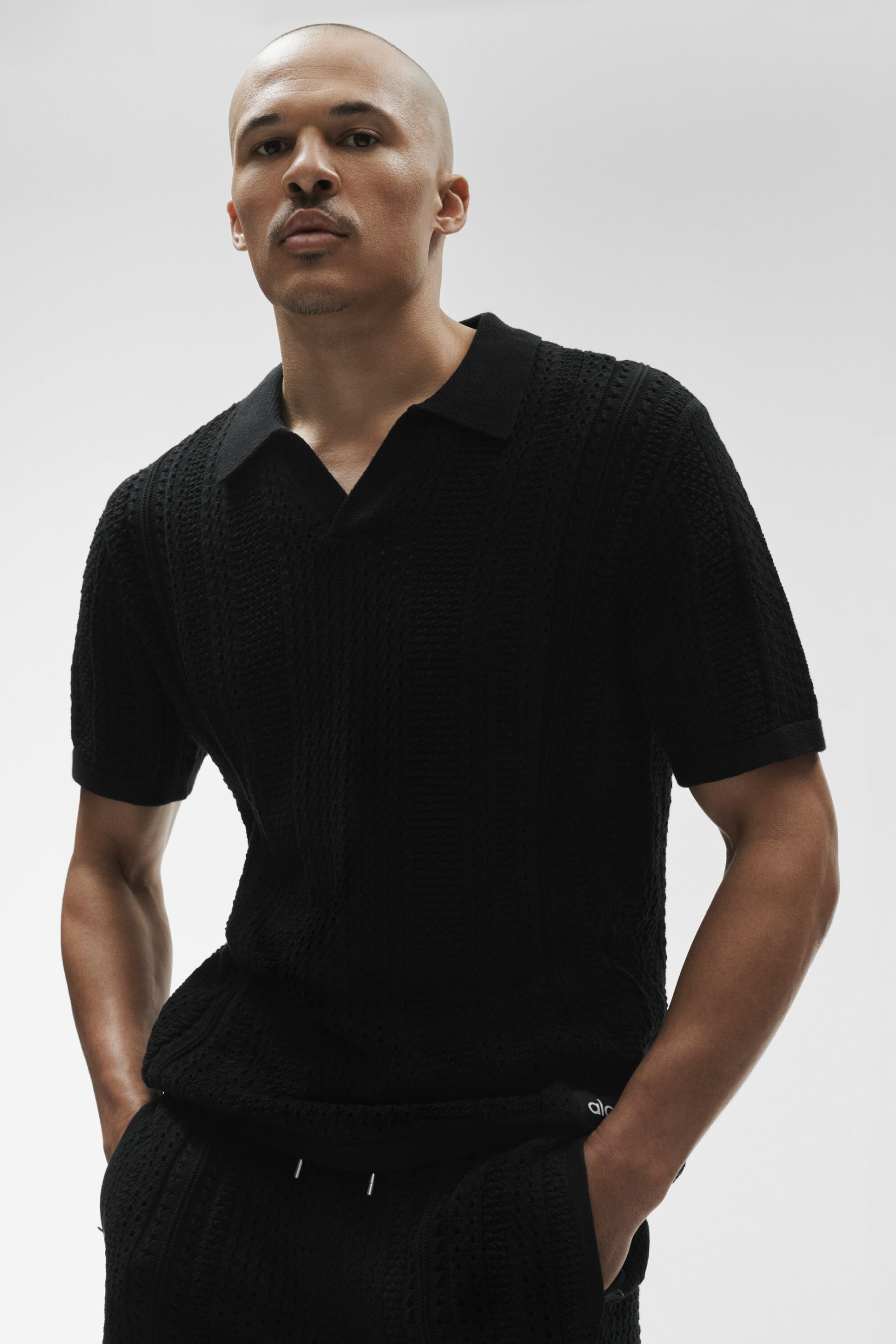 Coastline Knit Short Sleeve Polo - Black - Image 3