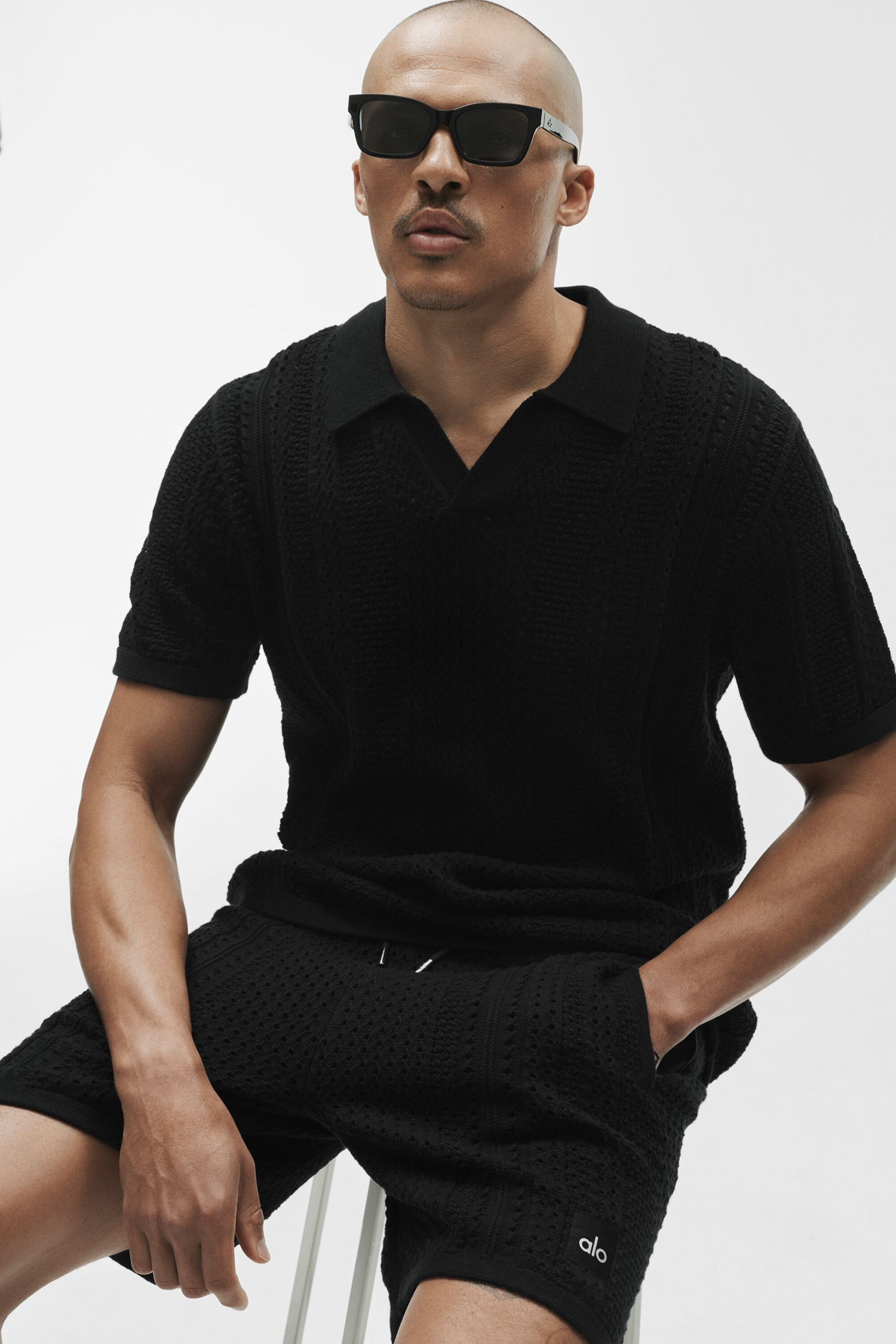Coastline Knit Short Sleeve Polo - Black - Image 5
