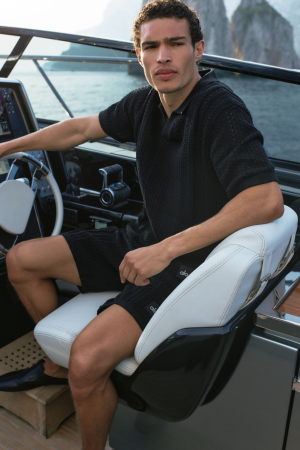 Coastline Knit Short Sleeve Polo - Black