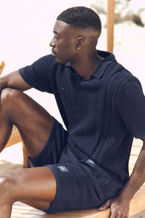 Coastline Knit Short Sleeve Polo - Navy