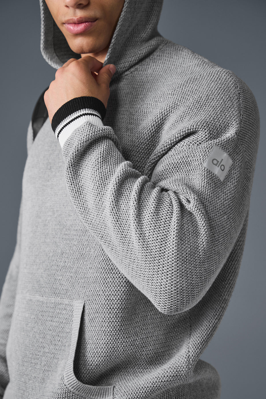 Sports Club Sweater Knit Hoodie - Athletic Heather Grey - Image 3