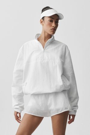 Light Weight Takeaway Track Pullover - White