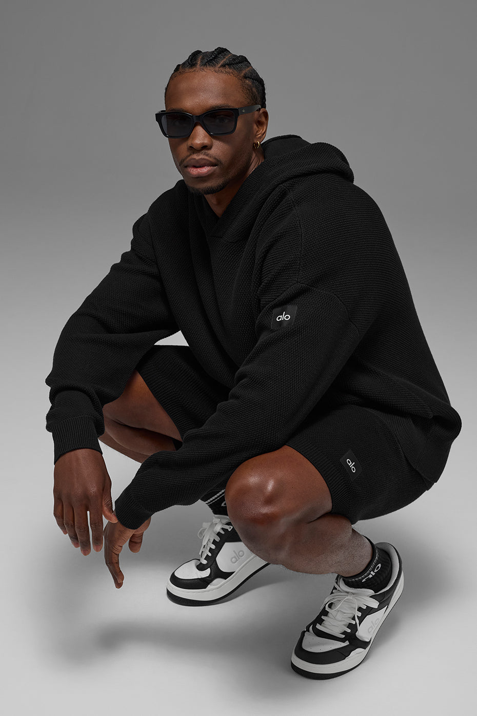 Sports Club Sweater Knit Hoodie - Black - Image 4