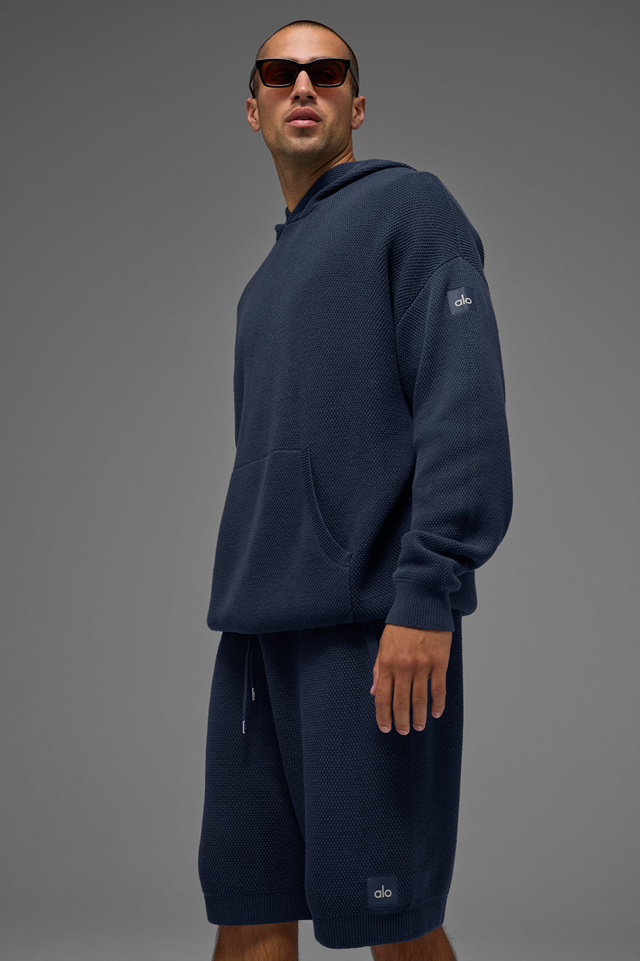 Sports Club Sweater Knit Hoodie - Navy - Image 3