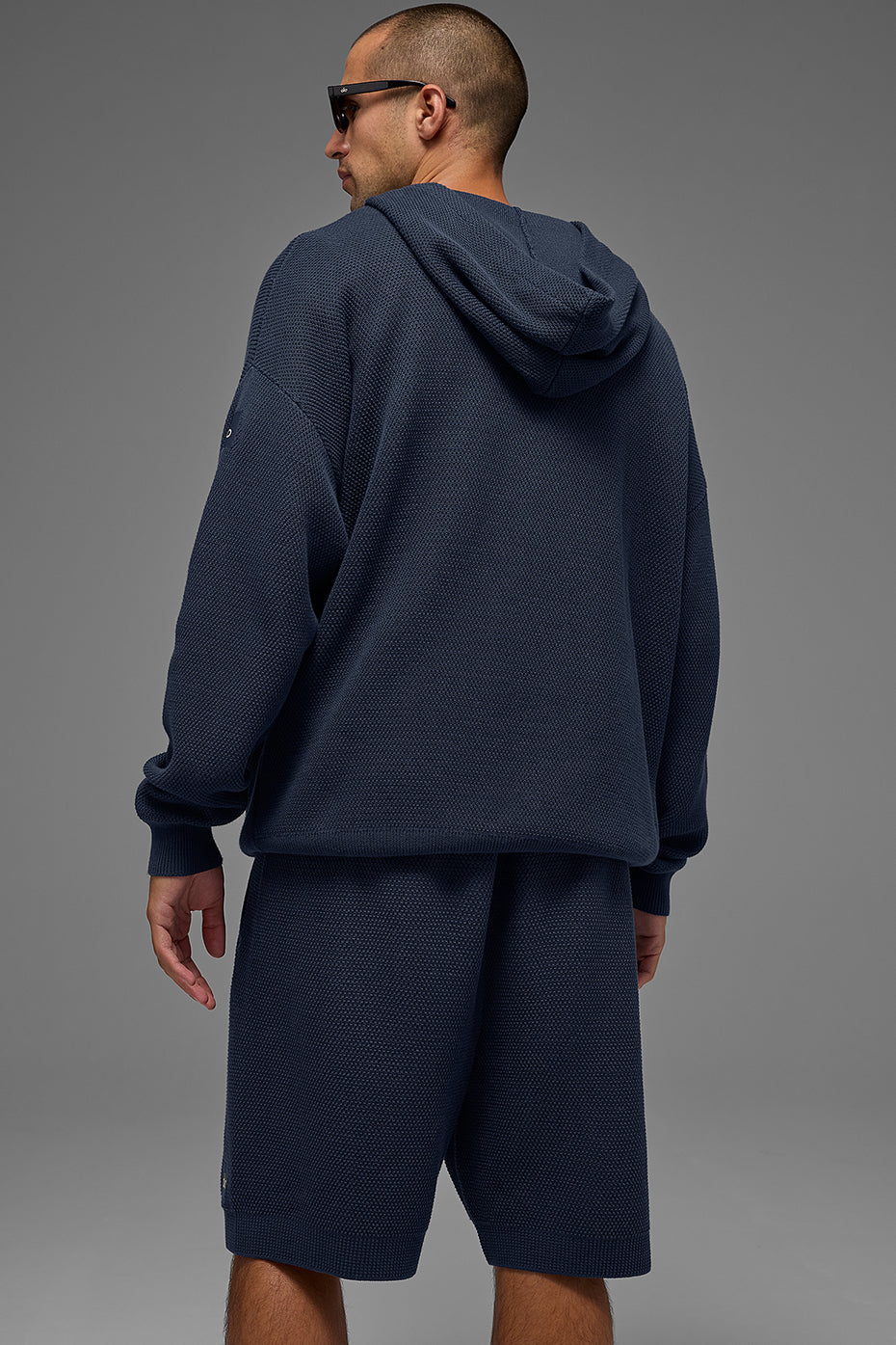 Sports Club Sweater Knit Hoodie - Navy - Image 4