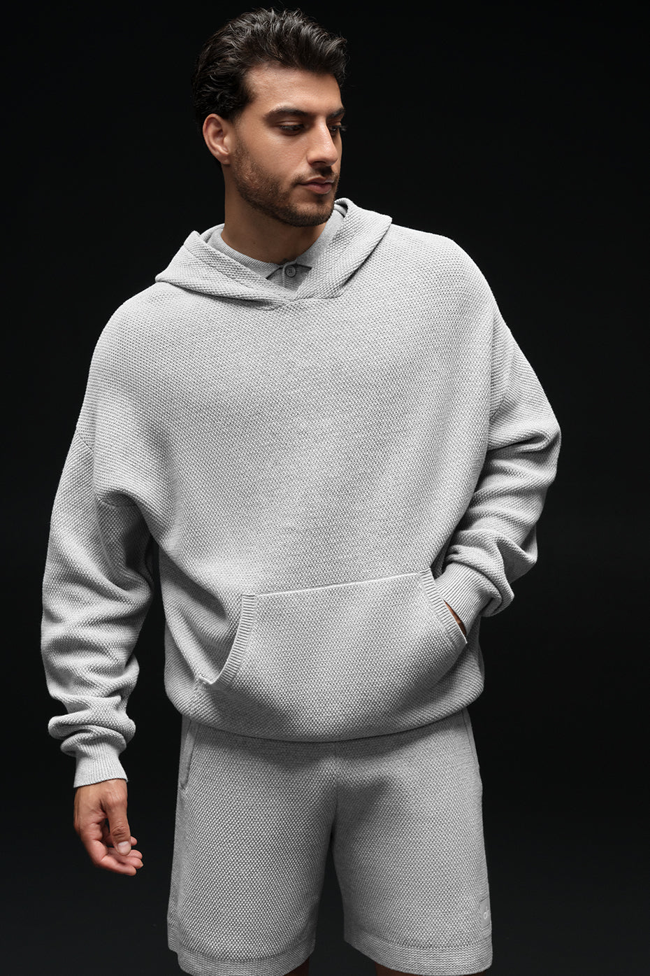 Sports Club Sweater Knit Hoodie - Athletic Heather Grey - Image 5