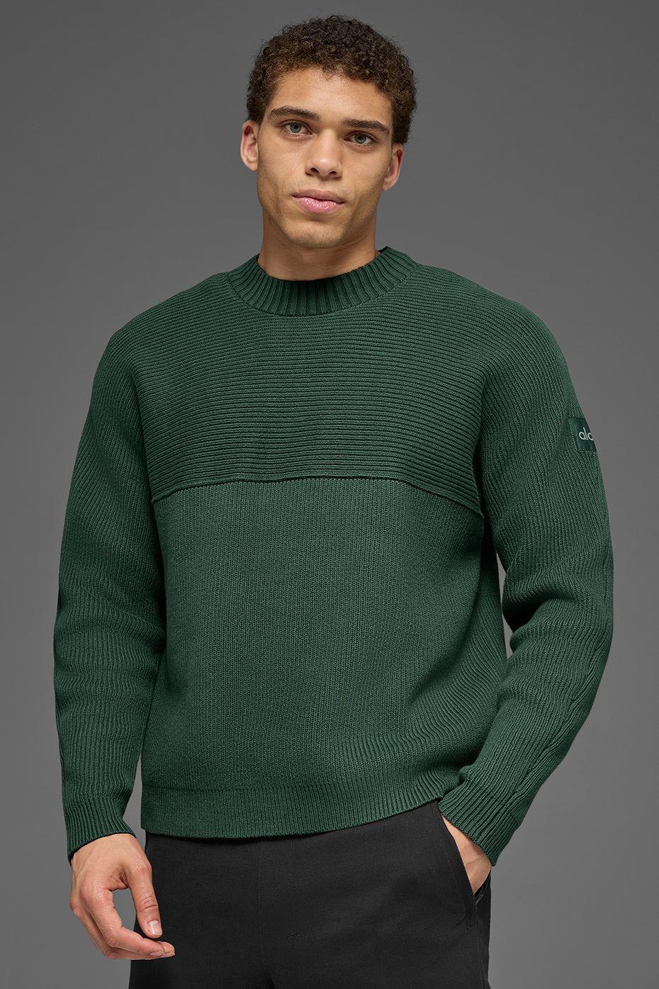 Domain Shift Rib Knit Sweater Crew - Clover Green - Image 3