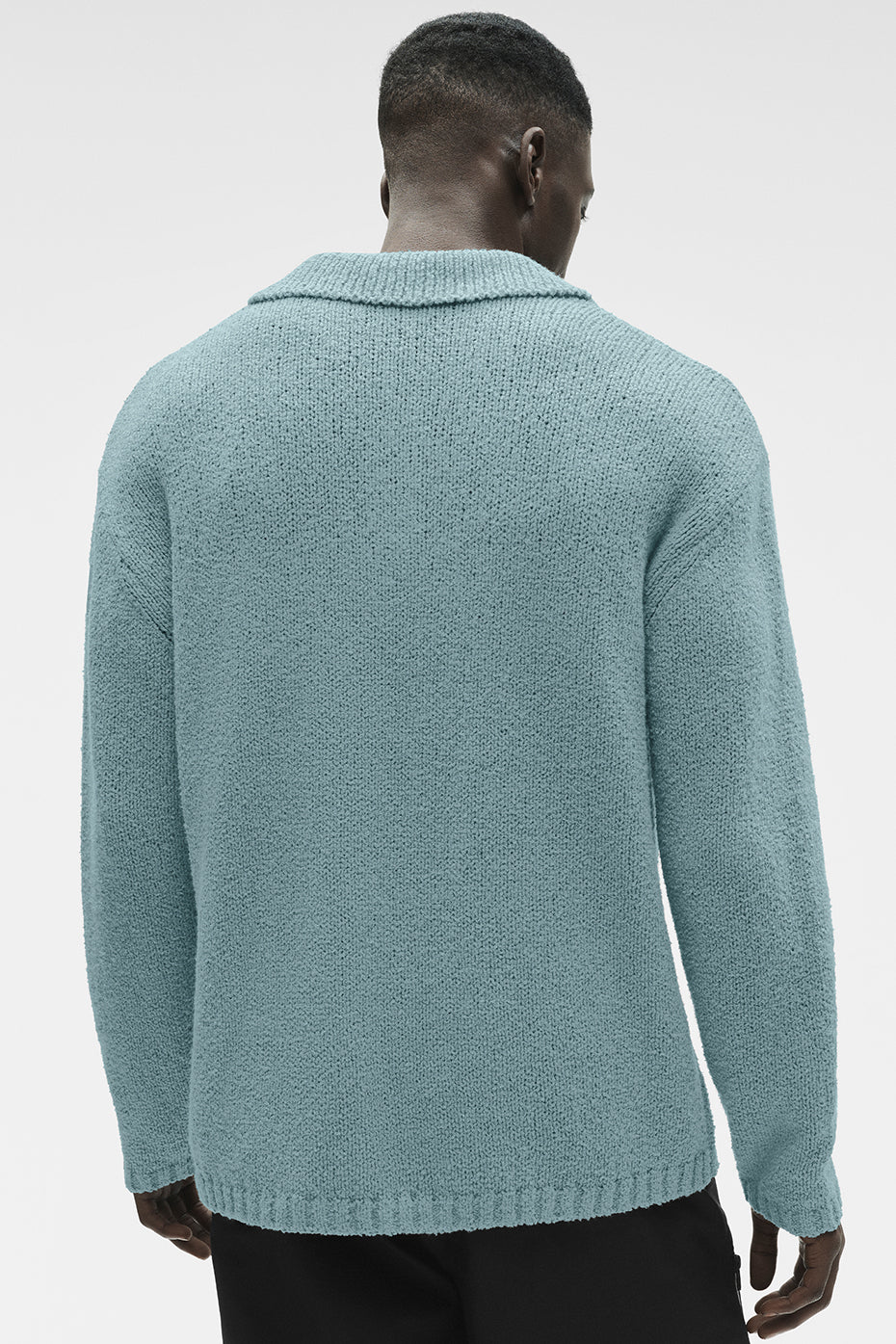 Textured Knit Long Sleeve Polo - Desert Sage - Image 4