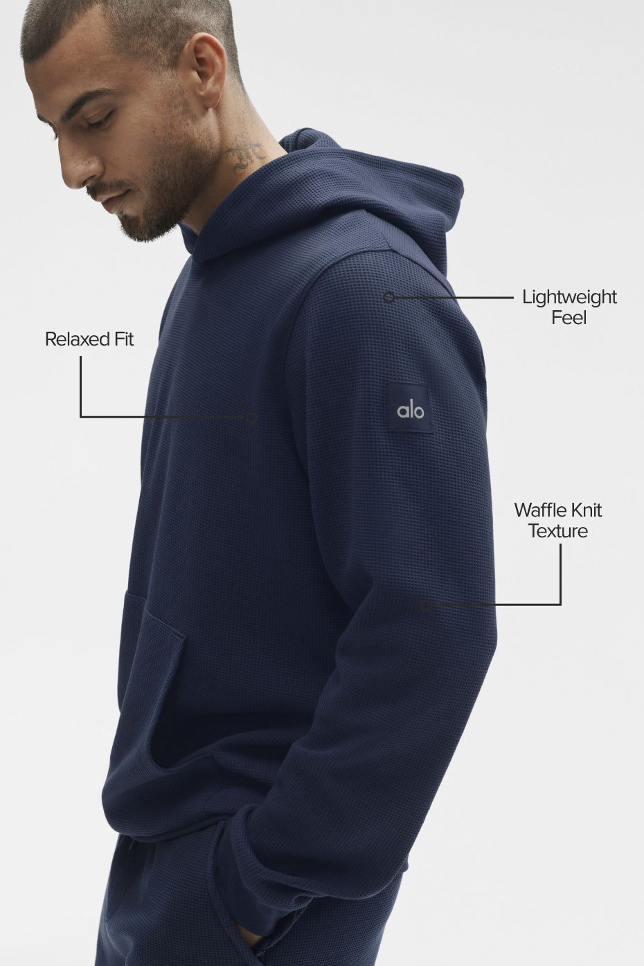 Waffle Lounge Hoodie - Navy - Image 2