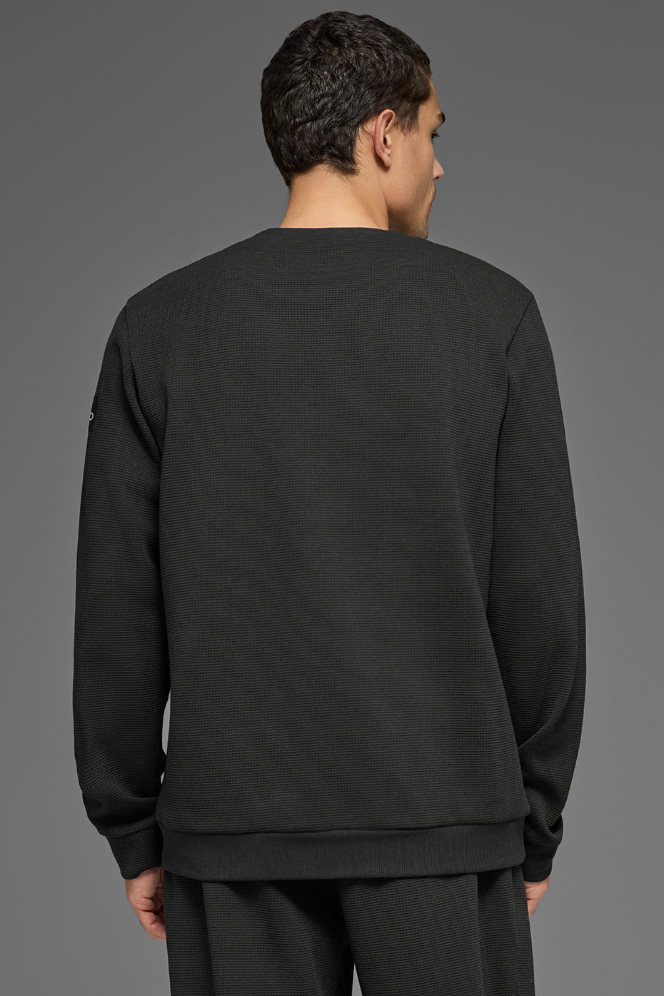 Waffle Lounge Long Sleeve Crew - Black - Image 5