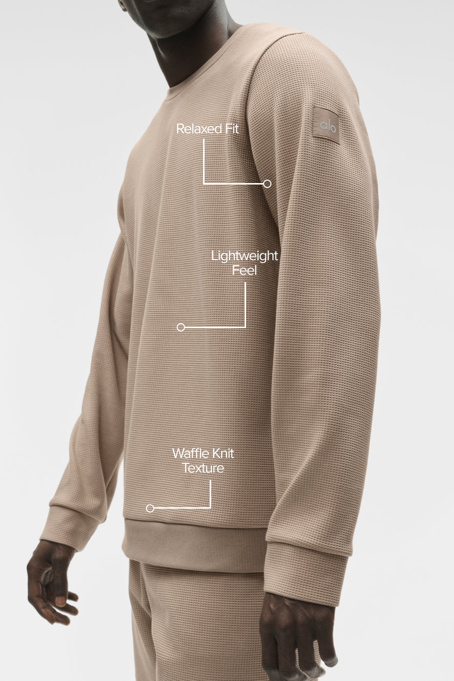 Waffle Lounge Long Sleeve Crew - Gravel - Image 2