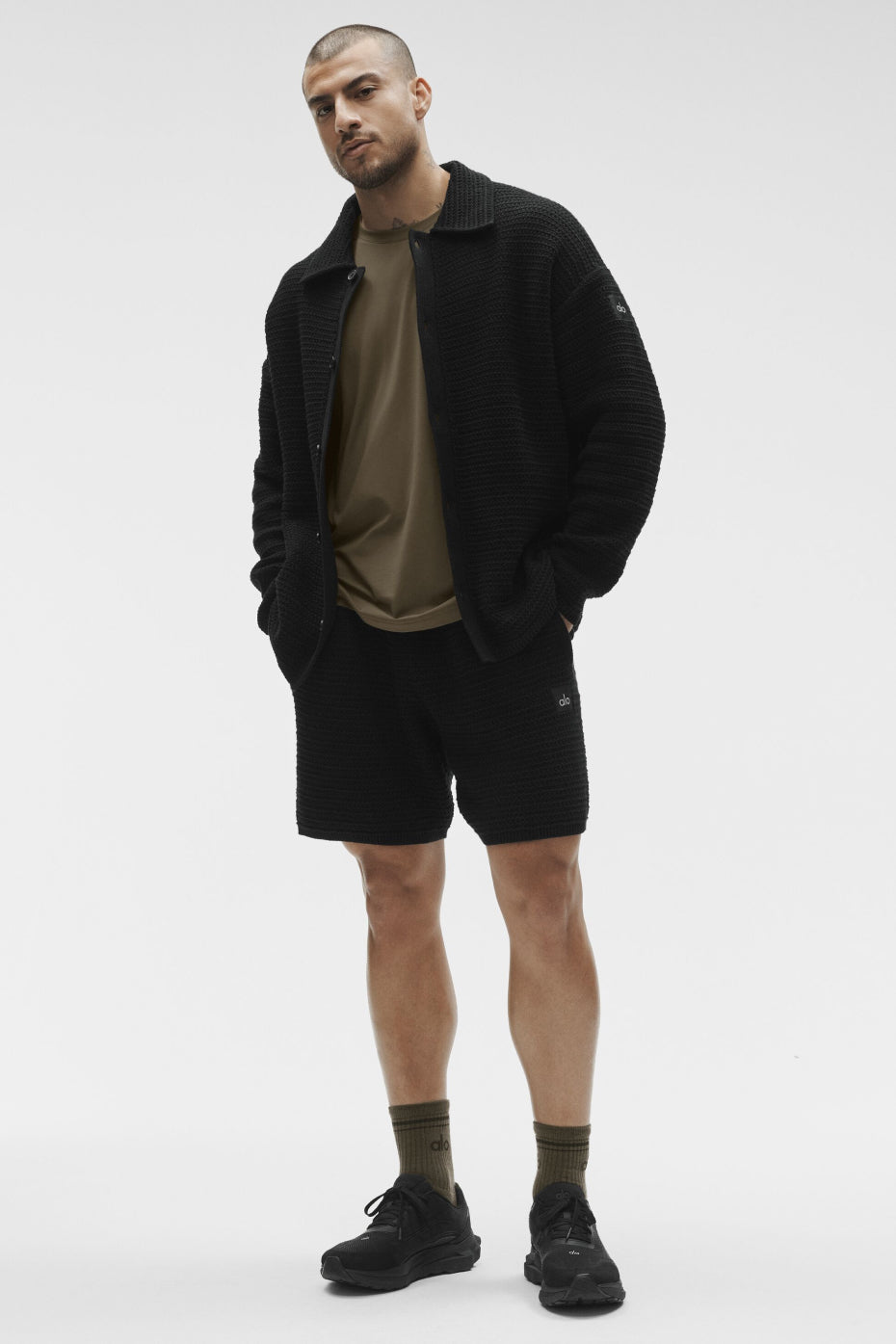 Shift Knit Button Up Long Sleeve - Black - Image 5