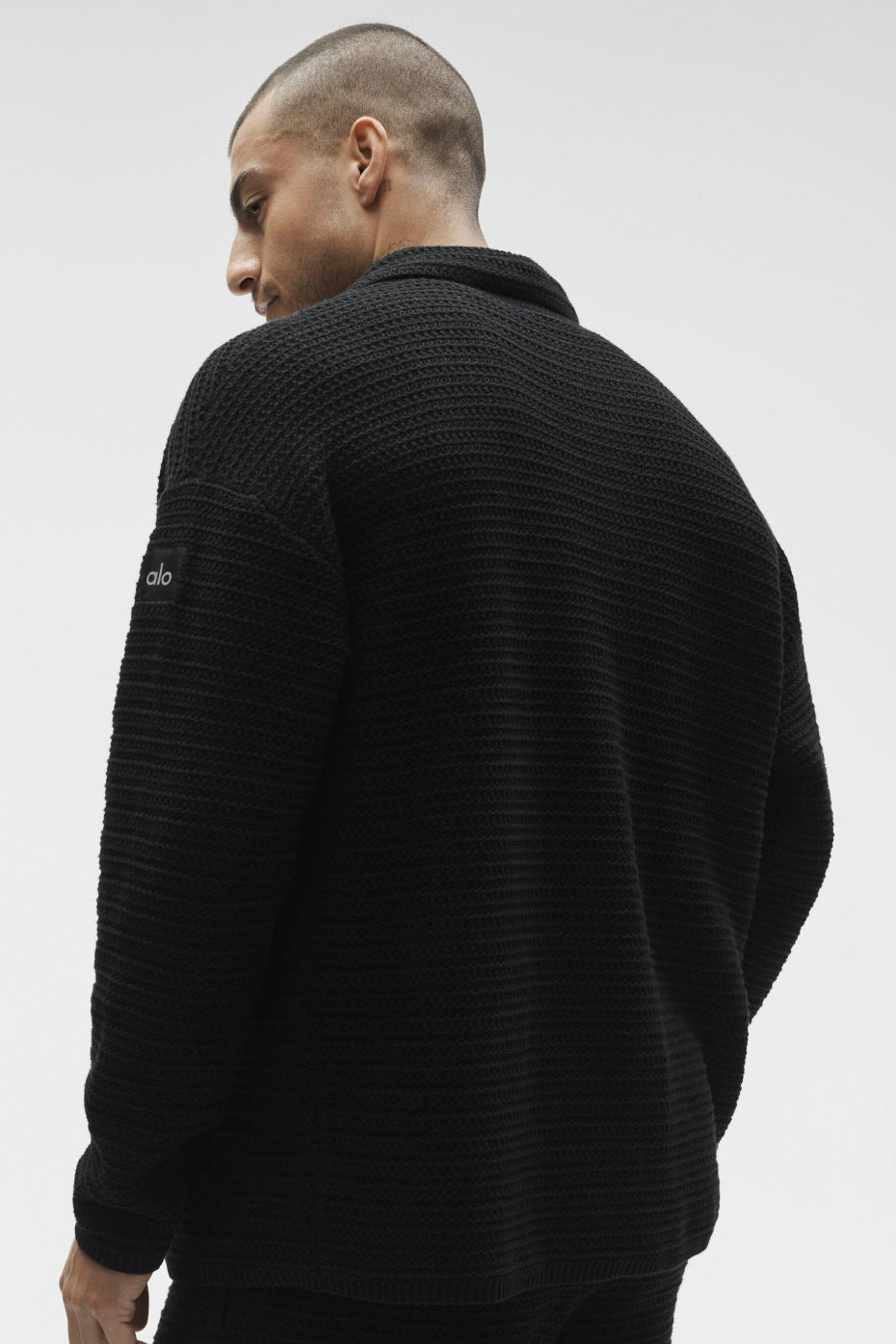 Shift Knit Button Up Long Sleeve - Black - Image 4