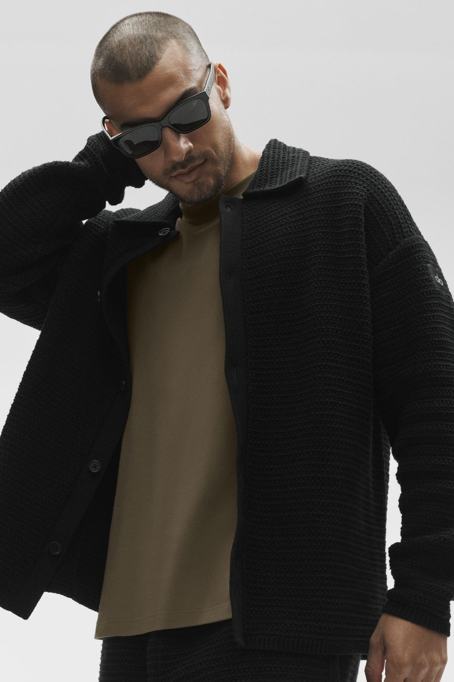 Shift Knit Button Up Long Sleeve - Black