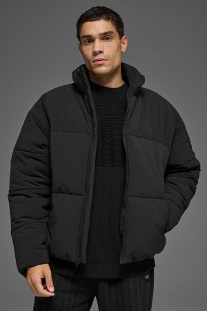 Stretch Woven Street Puffer - Black
