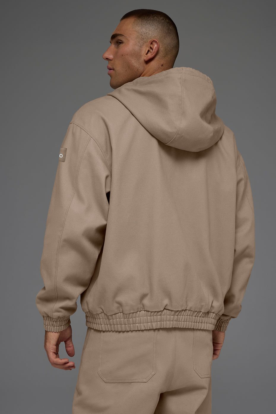 Cotton Canvas Full Zip Hoodie - Gravel - Image 4