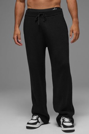 Domain Rib Knit Sweatpant - Black