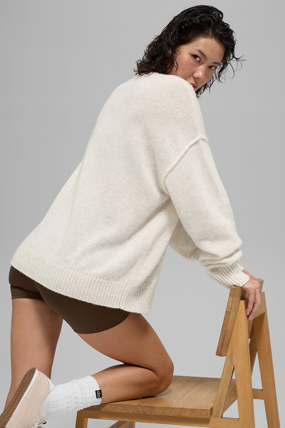 Unisex Wool?Cashmere New Class Crewneck Sweater - Bone Heather - Image 3