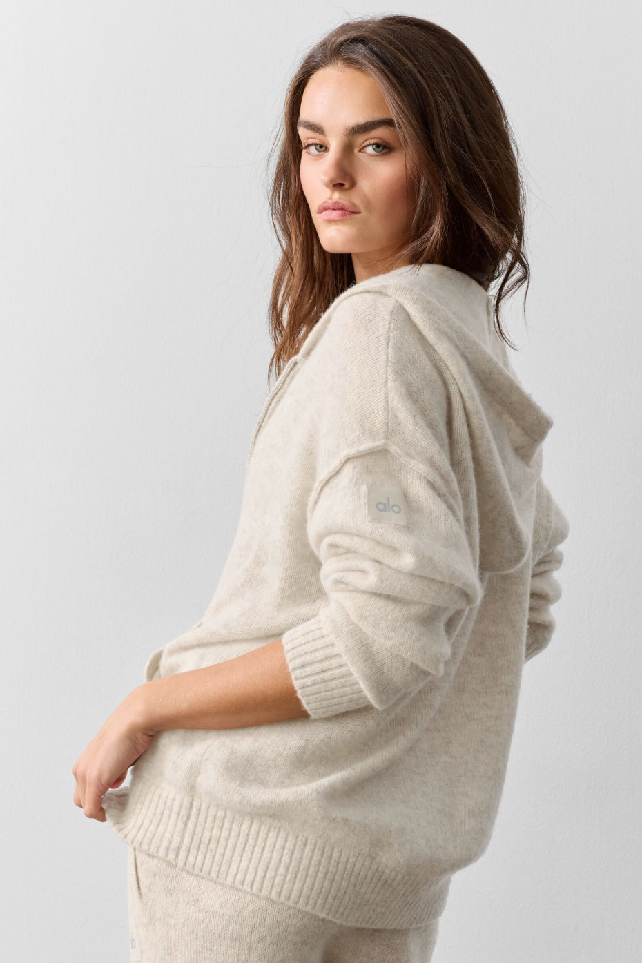 Wool Cashmere New Class Full Zip Hoodie - Oatmeal Heather - Image 4