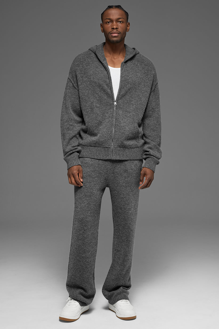 Wool?Cashmere New Class Full Zip Hoodie - Platinum Grey - Image 4