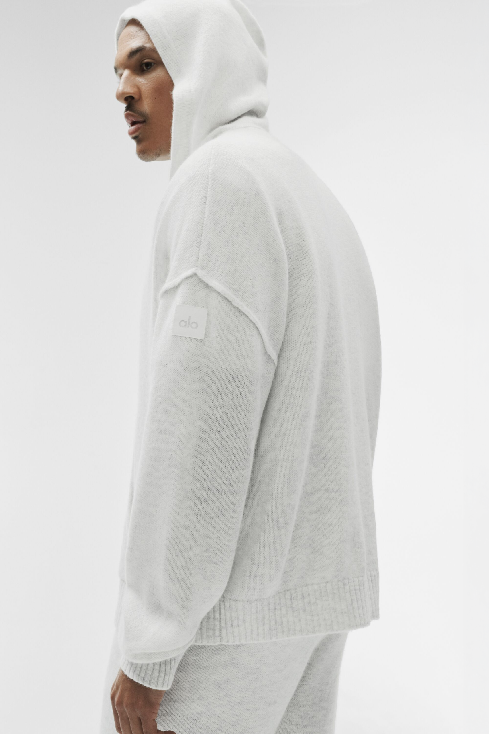 Wool Cashmere New Class Full Zip Hoodie - White Heather - Image 2
