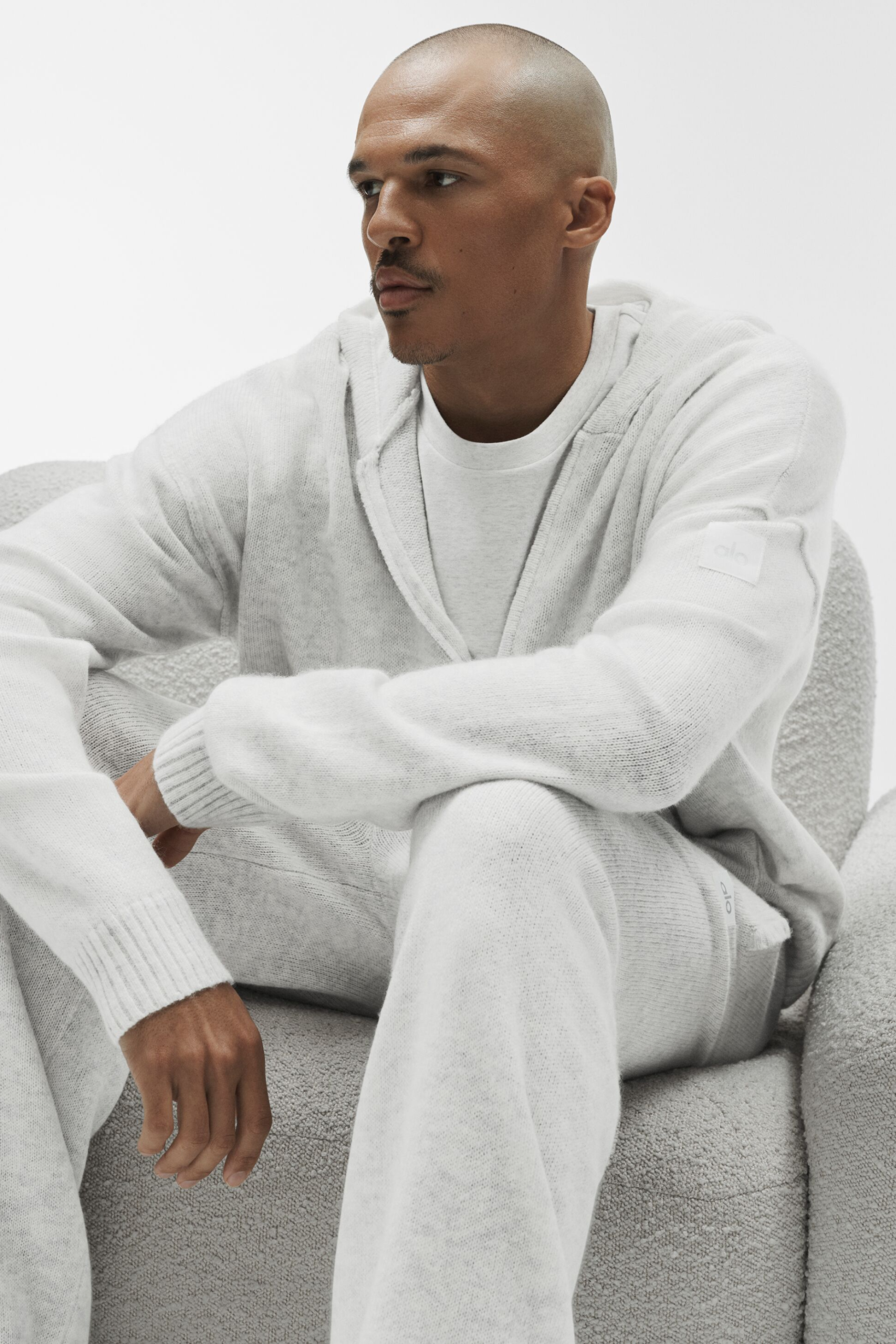 Wool Cashmere New Class Full Zip Hoodie - White Heather - Image 4