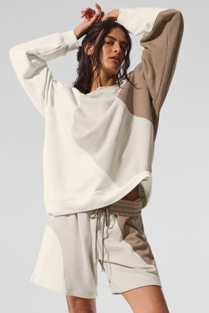 Make Waves Crew Neck Pullover - Ivory/Bone/Gravel