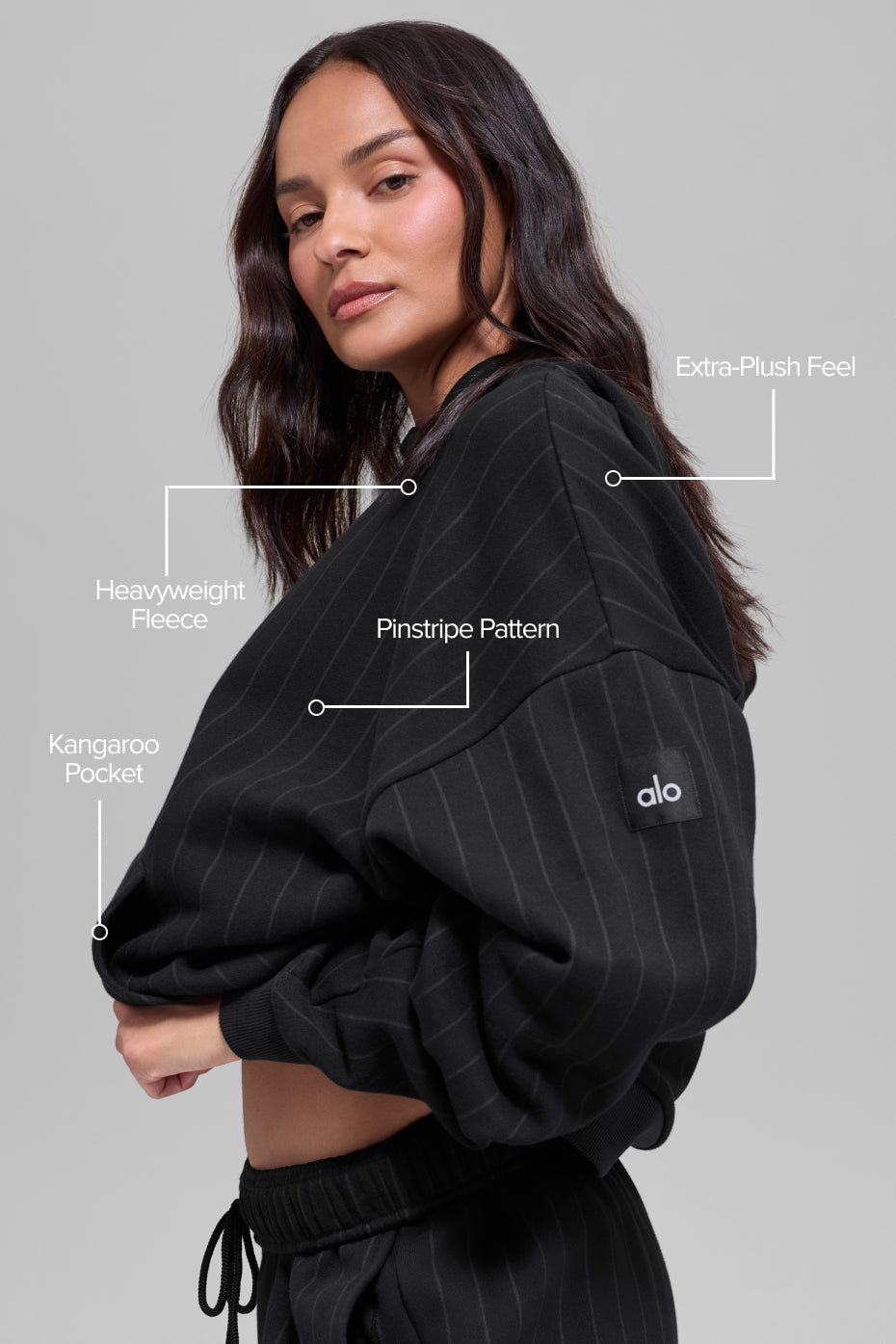Pinstripe Hoodie - Black Pinstripe - Image 2