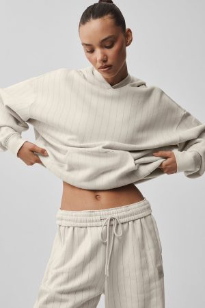 Pinstripe Hoodie - Bone Pinstripe
