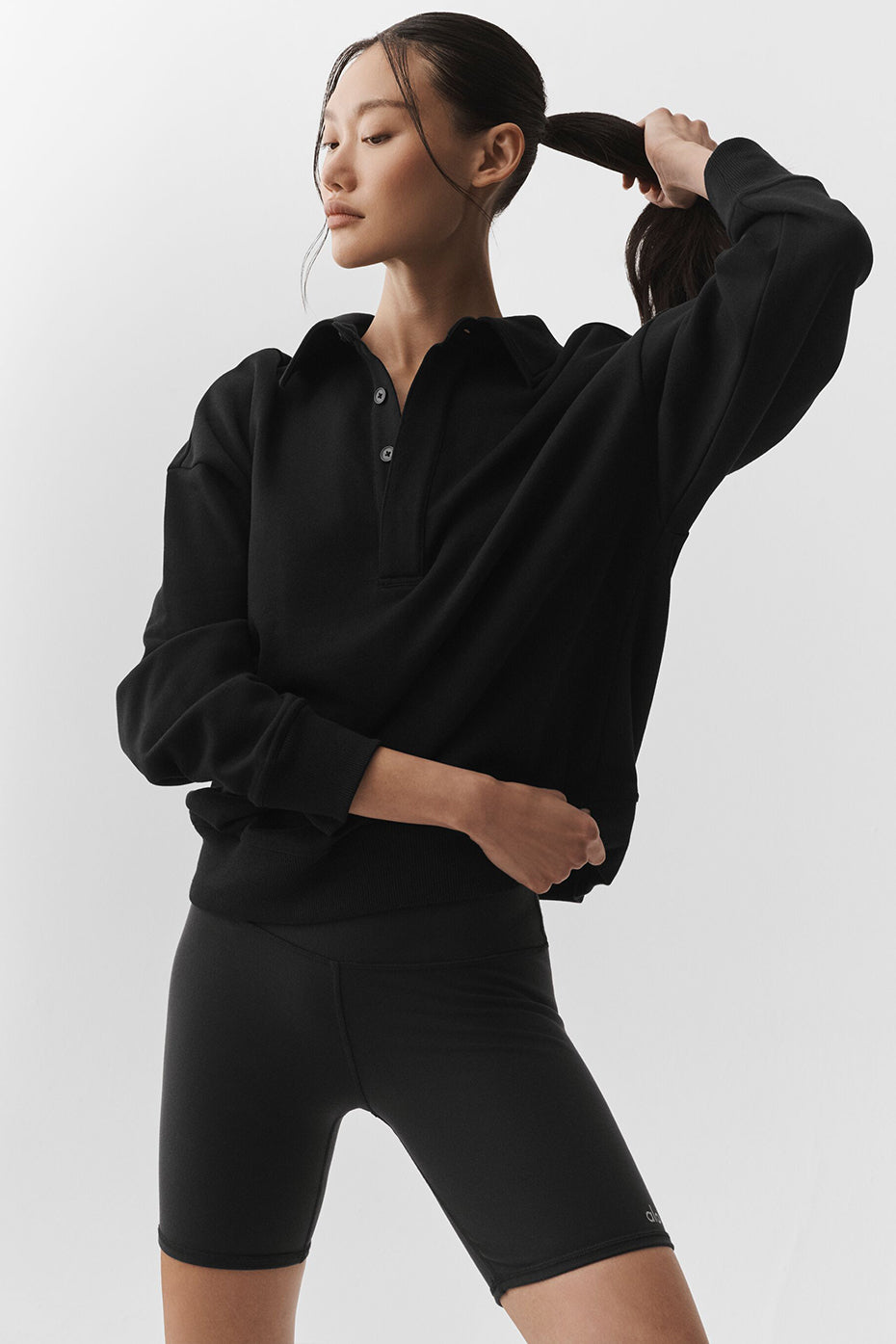 Take It Easy Long Sleeve Henley Pullover - Black