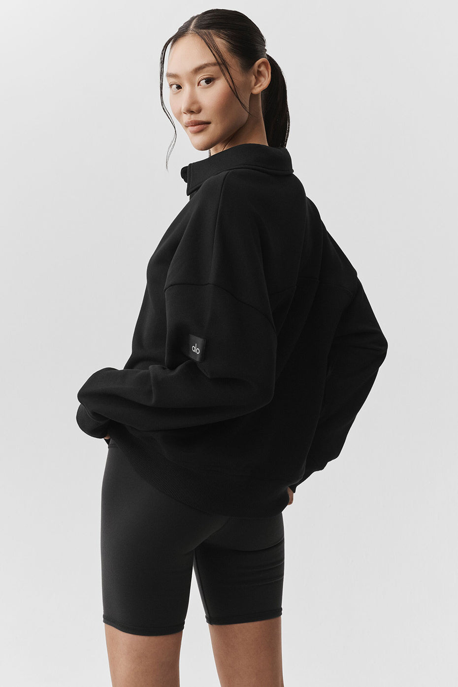 Take It Easy Long Sleeve Henley Pullover - Black - Image 3