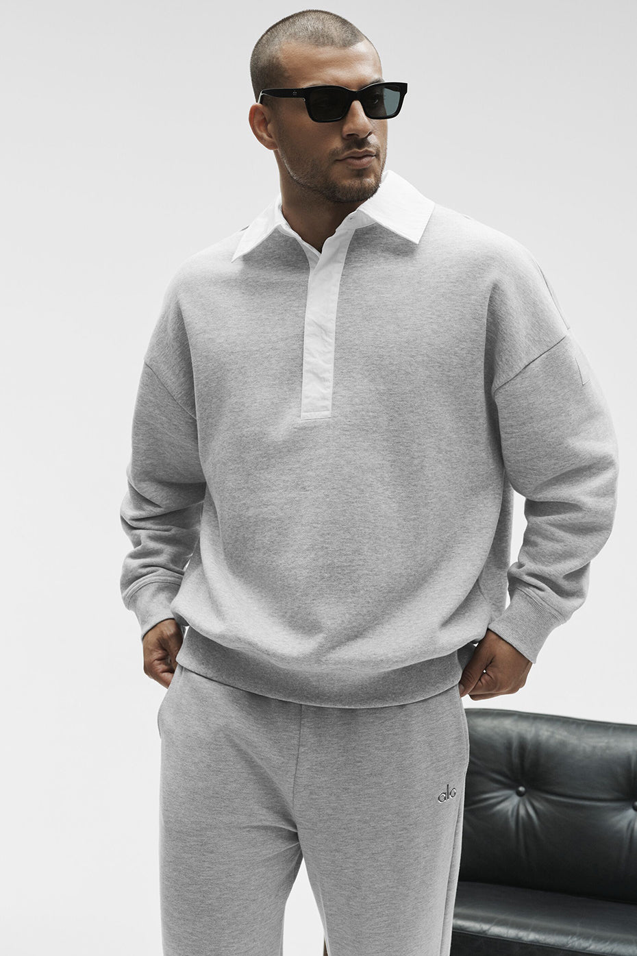 Take It Easy Long Sleeve Henley Pullover - Athletic Heather Grey/White - Image 3