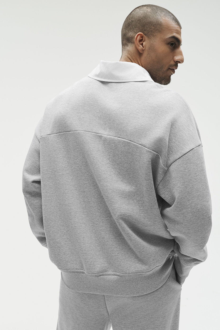 Take It Easy Long Sleeve Henley Pullover - Athletic Heather Grey/White - Image 4