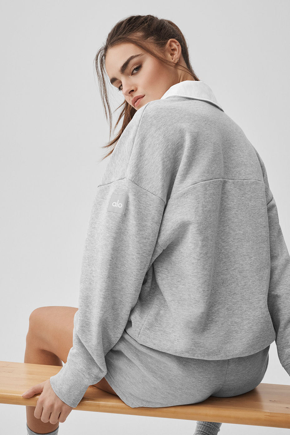 Take It Easy Long Sleeve Henley Pullover - Athletic Heather Grey/White - Image 3