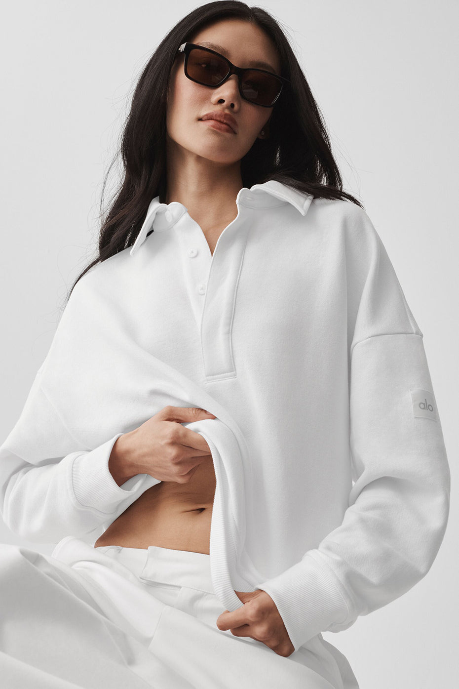 Take It Easy Long Sleeve Henley Pullover - White - Image 3