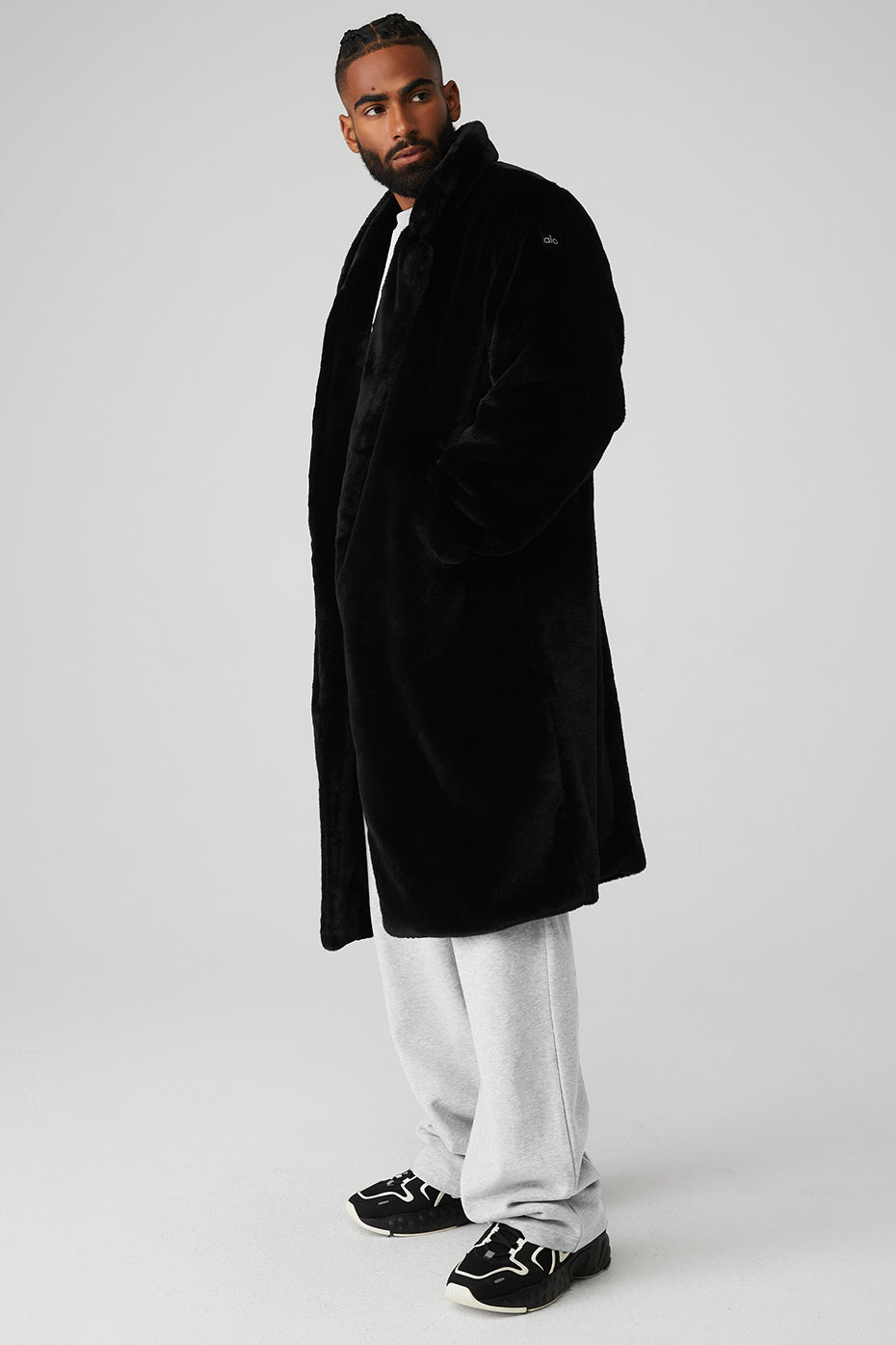 Oversized Faux Fur Trench - Black - Image 3