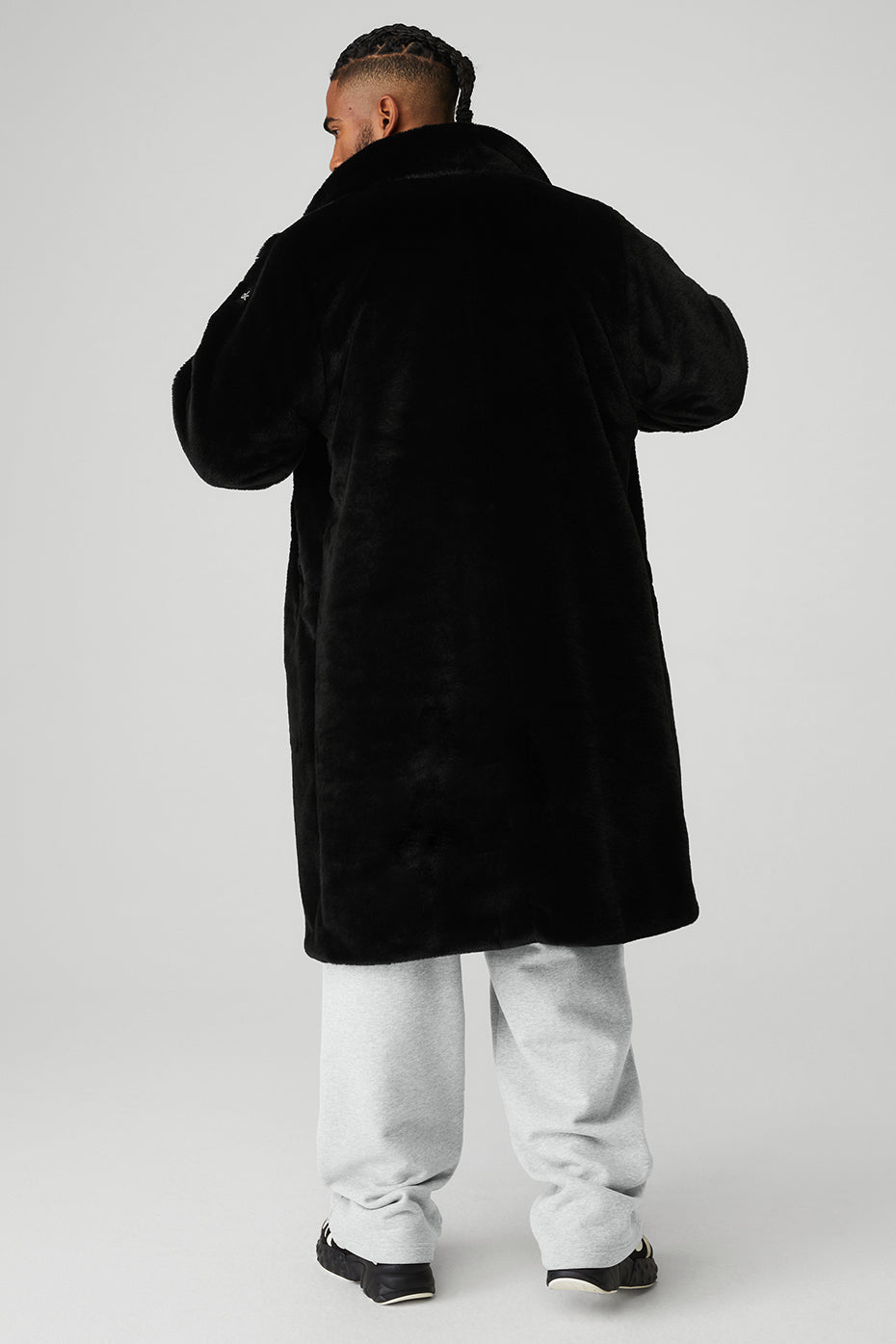Oversized Faux Fur Trench - Black - Image 2
