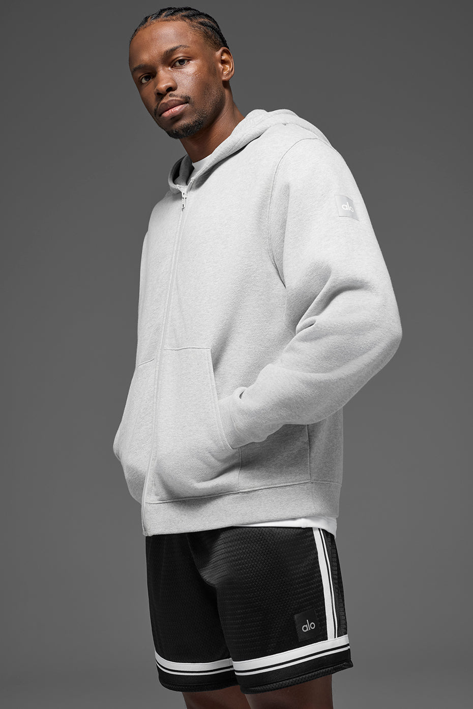 Renown Heavy Weight Full Zip Hoodie - Athletic Heather Grey - Image 4