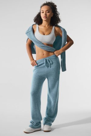 Wool Cashmere New Class Sweatpant - Celestial Blue Granite Heather