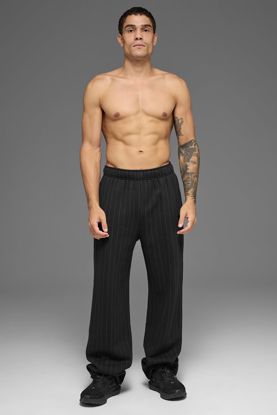Pinstripe Straight Leg Sweatpant - Black Pinstripe - Image 5